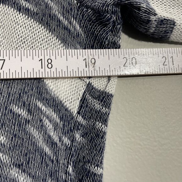 Ups & Down Women’s Duster Large Blue White Striped Long Cardigan Coastal Chic - Picture 8 of 9